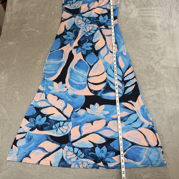 NEW ASOS DESIGN Strapless Maxi Dress Womens 12 Blue Tropical Floral Sundress - Picture 9 of 9